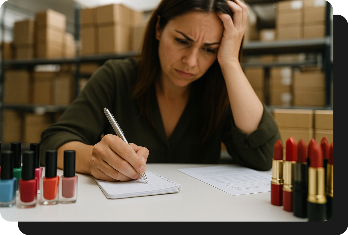 Mayorista de cosmetica tomando pedidos a mano sin ventasxmayor.com.co