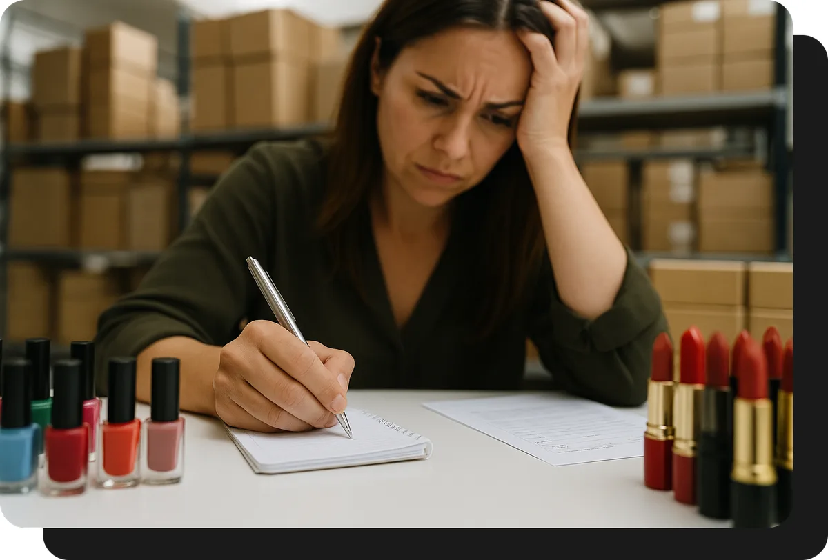 Mayorista de cosmetica tomando pedidos a mano sin ventasxmayor.com.co