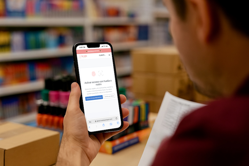 Acceso biometrico y sin contraseña en ventasxmayor.com.co