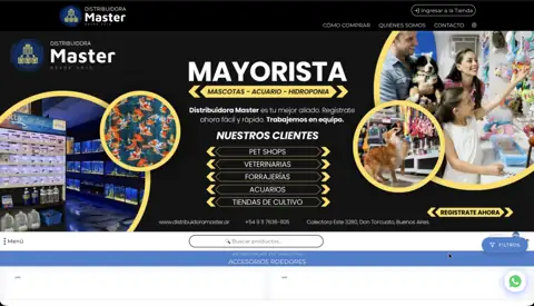 Tienda mayorista de mascotas y acuarismo Distribuidora Master, creada con VentasxMayor