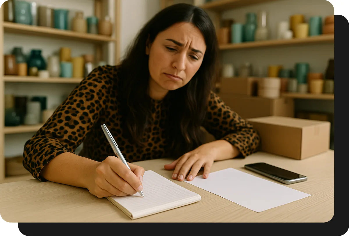 mayorista de bazar y deco tomando pedidos a mano sin ventasxmayor.com.co