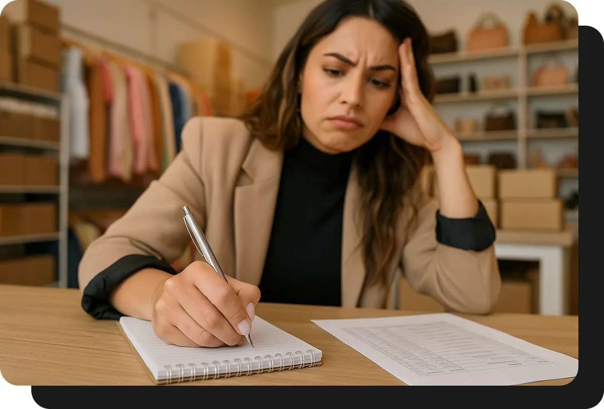 mayorista de moda tomando pedido a mano sin ventasxmayor.com.co