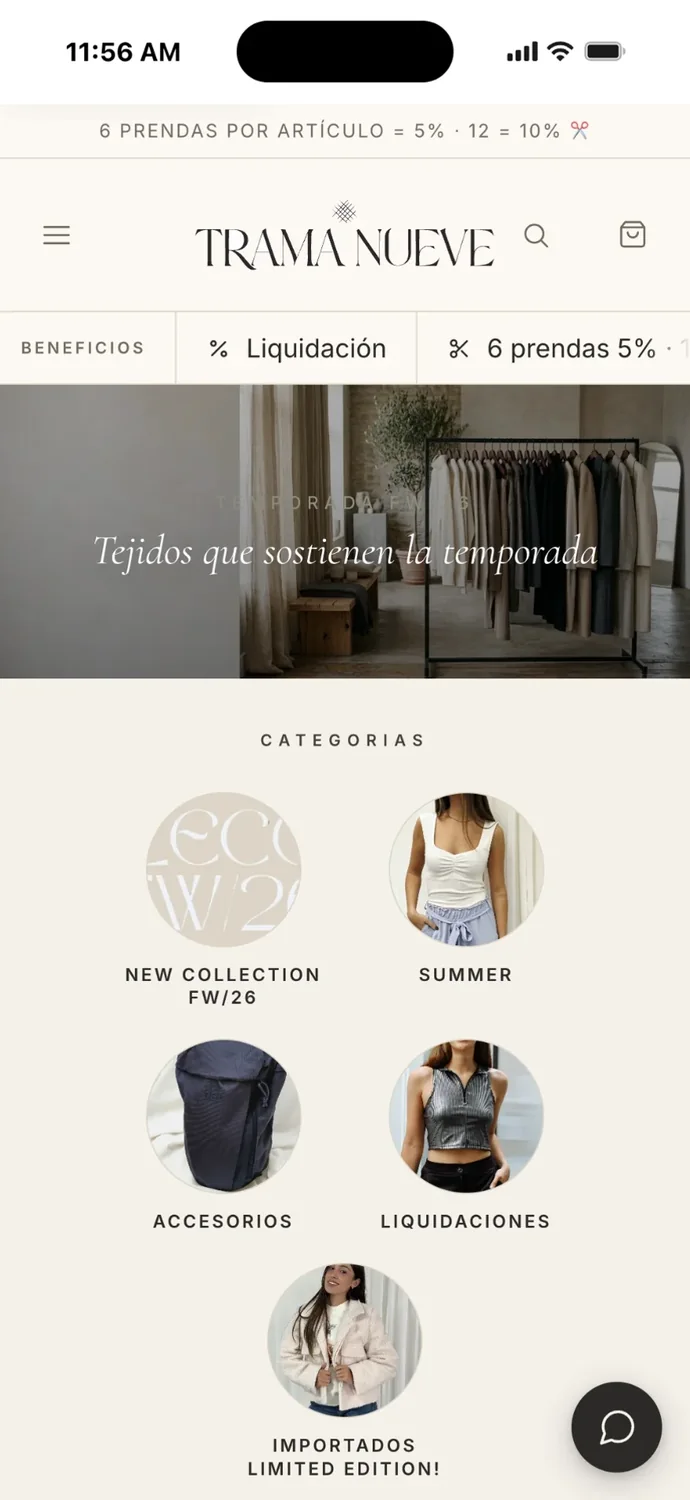 La tienda mayorista de indumentaria en el celular